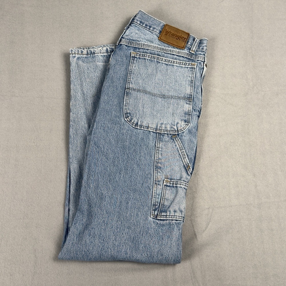Wrangler Rugged Wear Relaxed Fit Denim Carpenter Work Jeans Men's Size 33x34